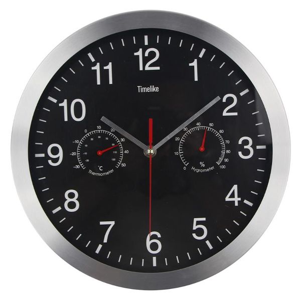 silent quartz wall clock modern design quiet sweep movement hygrometer no-ticking clocks home decor