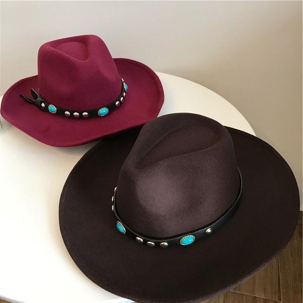 wide brim hats western big cowboy hat rivet woolen men and women eaves outdoor hiking mountaineering tibetan top, Blue;gray
wide brim hats western big cowboy hat rivet woolen men and women eaves outdoor hiking mountaineering tibetan top, Blue;gray