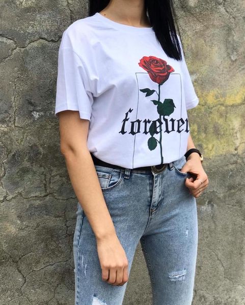 women's t-shirt tshirt forever rose printed crew neck cotton tees season 2021 made in turkey, White
women's t-shirt tshirt forever rose printed crew neck cotton tees season 2021 made in turkey, White