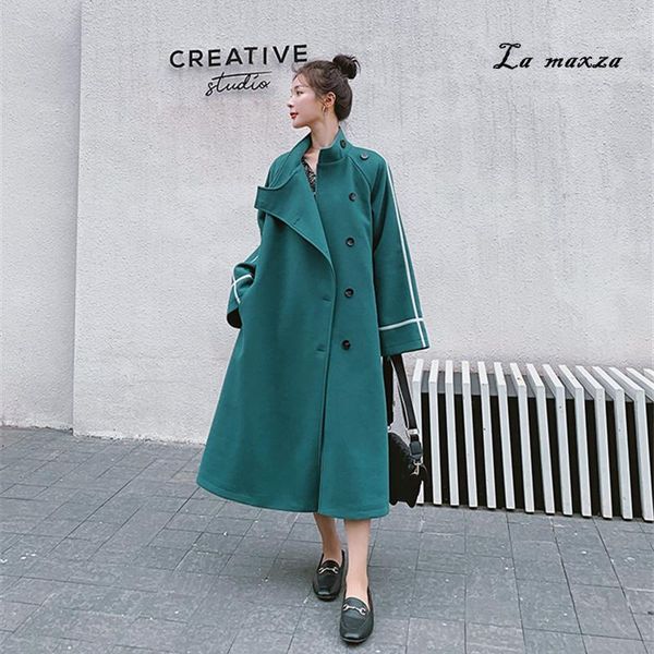 women's wool & blends winter korean style women coat 2021 fashion elegant single breasted loose long, Black
women's wool & blends winter korean style women coat 2021 fashion elegant single breasted loose long, Black