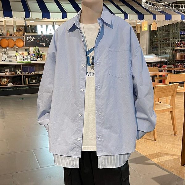 men's casual shirts 2021 striped long-sleeved shirt spring hong kong style loose false ins fashion brand ruoshuai clothes, White;black
men's casual shirts 2021 striped long-sleeved shirt spring hong kong style loose false ins fashion brand ruoshuai clothes, White;black