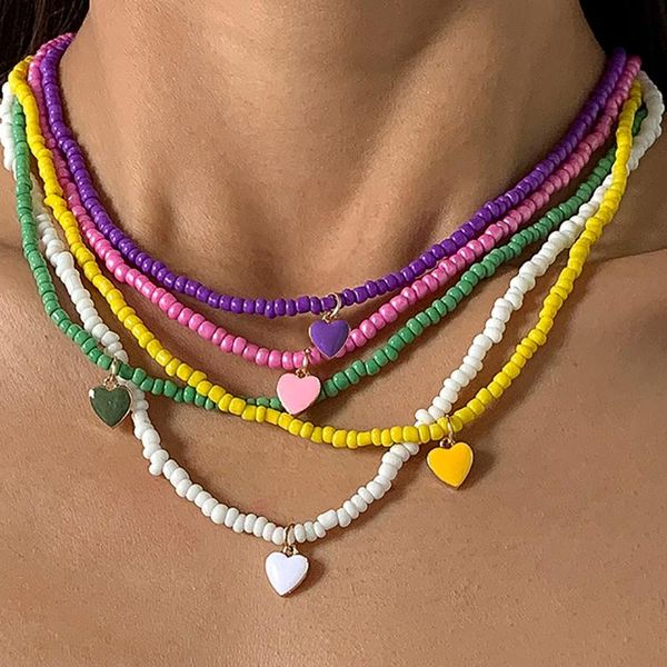 pendant necklaces boho acrylic beaded dripping oil heart necklace for women colorful bead handmade choker sweet jewelry 2021, Silver
pendant necklaces boho acrylic beaded dripping oil heart necklace for women colorful bead handmade choker sweet jewelry 2021, Silver