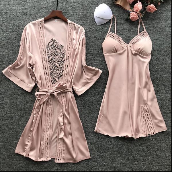 spring camisole pajamas women sleepwear robe set ice silk long sleeve 2 pcs hollow fashion, Black;red
spring camisole pajamas women sleepwear robe set ice silk long sleeve 2 pcs hollow fashion, Black;red