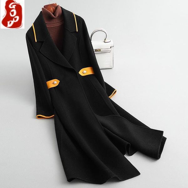 women's wool & blends elegant coat female long woolen jacket women korean belt blend ladies vintage manteau femme hiver 2021 zyw02, Black
women's wool & blends elegant coat female long woolen jacket women korean belt blend ladies vintage manteau femme hiver 2021 zyw02, Black