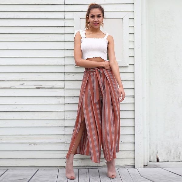 women's pants & capris high split stripe wide leg women summer beach waist trousers chic streetwear sash casual female, Black;white
women's pants & capris high split stripe wide leg women summer beach waist trousers chic streetwear sash casual female, Black;white