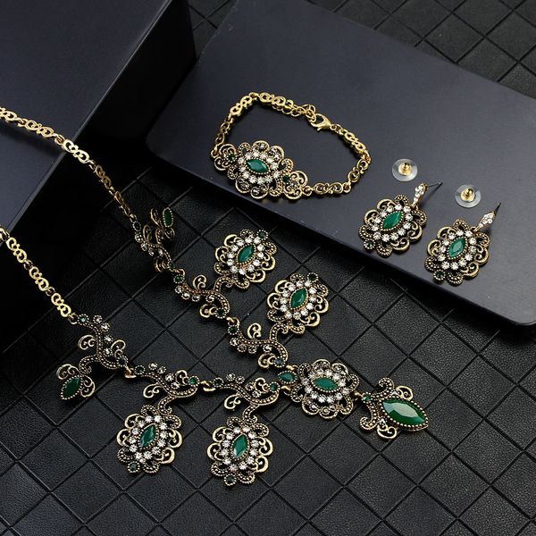 jewelry sets sunspicems 2021 vintage turkish flower earring necklace bracelet wedding set for women antique gold color party gift, Black
jewelry sets sunspicems 2021 vintage turkish flower earring necklace bracelet wedding set for women antique gold color party gift, Black