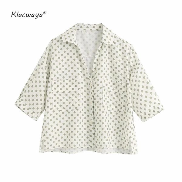 women polka dot t-shirts summer fashion ladies turn down collar half sleeve pocket shirts chic girls casual style 210521, White
women polka dot t-shirts summer fashion ladies turn down collar half sleeve pocket shirts chic girls casual style 210521, White