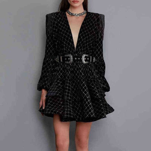 luxury party evening dress court tassel flannel plaid a-line skirt 2021 autumn v-neck lantern sleeve waist with belt short, Black
luxury party evening dress court tassel flannel plaid a-line skirt 2021 autumn v-neck lantern sleeve waist with belt short, Black