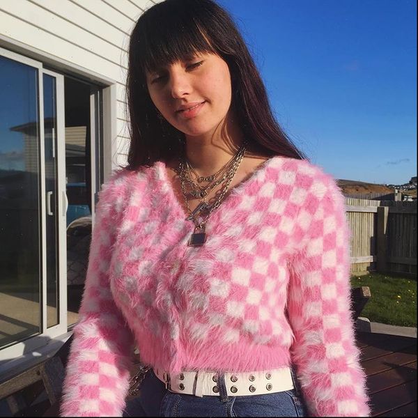 kawaii mohair pink cardigans crop women sweater casual argyle coat winter korean, White;black
kawaii mohair pink cardigans crop women sweater casual argyle coat winter korean, White;black