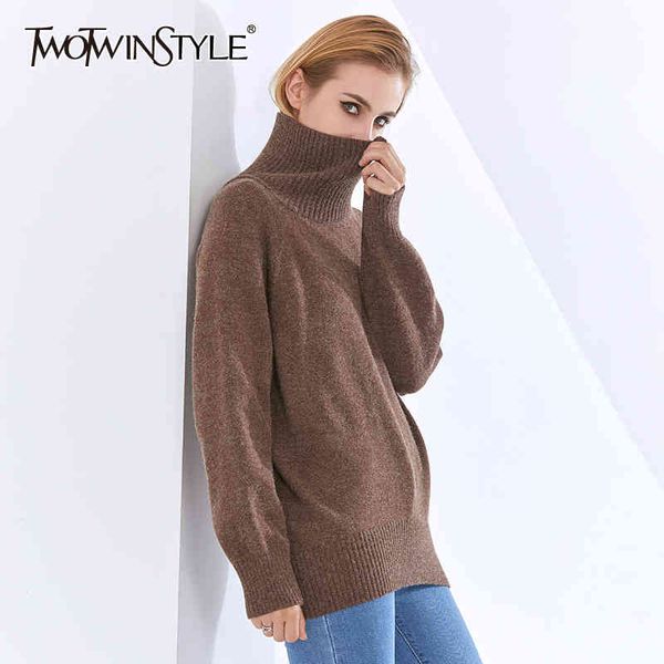 twotwinstyle casual solid sweater for female turtleneck long sleeve minimalist sweaters female fashion clothing 210517, White;black
twotwinstyle casual solid sweater for female turtleneck long sleeve minimalist sweaters female fashion clothing 210517, White;black
