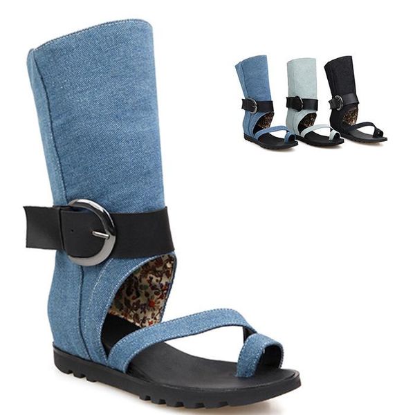 sandals women's summer casual style platform belt buckle hollow denim plus size 34-43sandals, Black
sandals women's summer casual style platform belt buckle hollow denim plus size 34-43sandals, Black