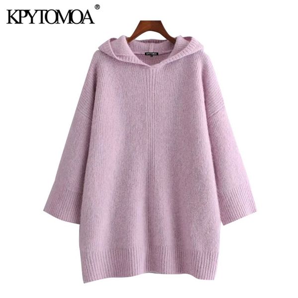 women fashion with hooded oversized knitted sweater vintage long sleeve ribbed trims female pullovers chic 210420, White;black
women fashion with hooded oversized knitted sweater vintage long sleeve ribbed trims female pullovers chic 210420, White;black
