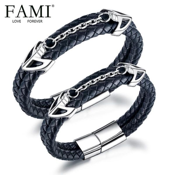 bangle fami bangles retro fashion men's magnetic buckle leather bracelet double-layer woven, Black
bangle fami bangles retro fashion men's magnetic buckle leather bracelet double-layer woven, Black