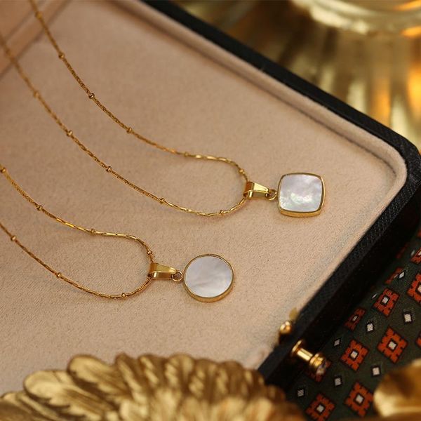 chains vintage simple shell stone 18k gold chain necklace women exquisite stainless steel clavicle luxury pendant jewelry gift, Silver
chains vintage simple shell stone 18k gold chain necklace women exquisite stainless steel clavicle luxury pendant jewelry gift, Silver