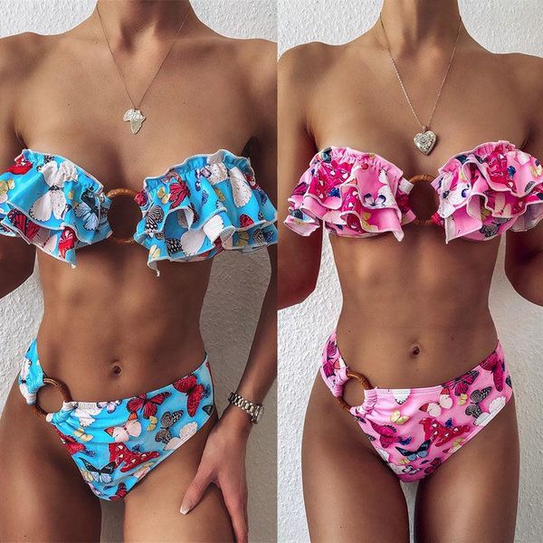 bamboo rings printed butterfly bikinis 2021 summer women strapless swimwear ruffle style two piece beach clothes women's, White;black
bamboo rings printed butterfly bikinis 2021 summer women strapless swimwear ruffle style two piece beach clothes women's, White;black