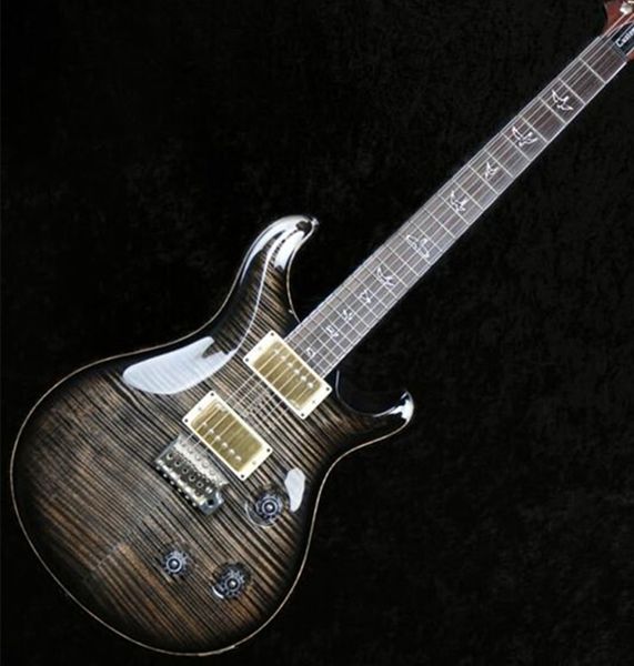 customized gradient black electric guitar, birds inlaid and tiger flame veneer guita
customized gradient black electric guitar, birds inlaid and tiger flame veneer guita