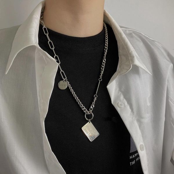 pendant necklaces vsnow high street stainless steel asymmetry letter square card circle necklace for women chunky chain jewelry, Silver
pendant necklaces vsnow high street stainless steel asymmetry letter square card circle necklace for women chunky chain jewelry, Silver