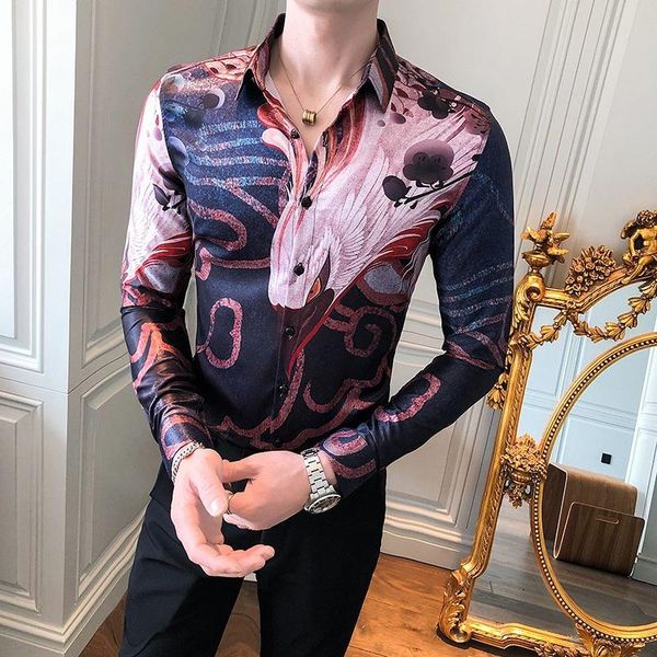 autumn style men's personality trend long-sleeved shirt slim-fit digital printed western casual shirts, White;black
autumn style men's personality trend long-sleeved shirt slim-fit digital printed western casual shirts, White;black