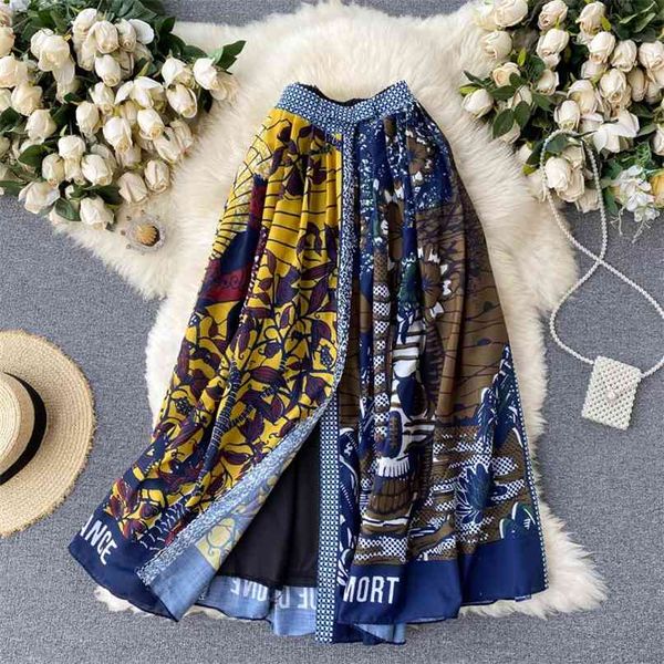 women's fashion print contrast color stitching high waist slim a-line skirt spring summer elegant clothes korean skirts s197 210527, Black
women's fashion print contrast color stitching high waist slim a-line skirt spring summer elegant clothes korean skirts s197 210527, Black