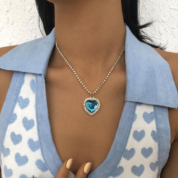 chains big blue clear heart crystal necklaces for women long rhinestone chain pendant statement romantic jewelry party gift, Silver
chains big blue clear heart crystal necklaces for women long rhinestone chain pendant statement romantic jewelry party gift, Silver