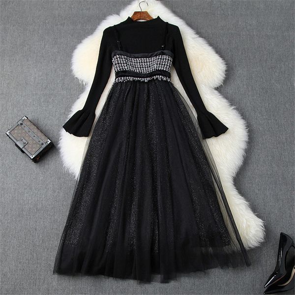 dress fashion autumn runway elegant woman enlargement upper mesh pullovers and minced wool, Black;gray
dress fashion autumn runway elegant woman enlargement upper mesh pullovers and minced wool, Black;gray