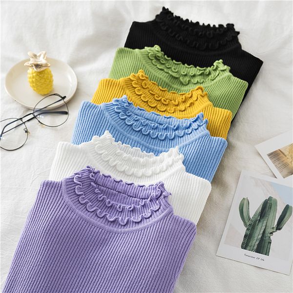 women's sweaters ruffle half turtleneck pullover sweater knitted women winter fall stripe clothes slim elasticity woman pullovers pull, White;black
women's sweaters ruffle half turtleneck pullover sweater knitted women winter fall stripe clothes slim elasticity woman pullovers pull, White;black