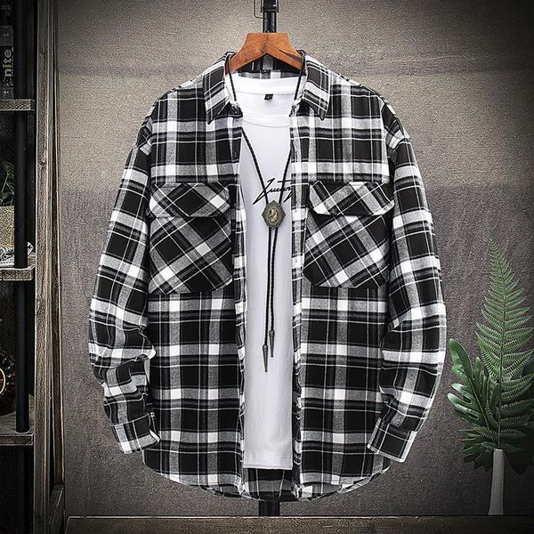 men's casual shirts long sleeve breathable harajuku shirt slim spring lattice trend handsome fashion youth personality cardigan loose, White;black
men's casual shirts long sleeve breathable harajuku shirt slim spring lattice trend handsome fashion youth personality cardigan loose, White;black