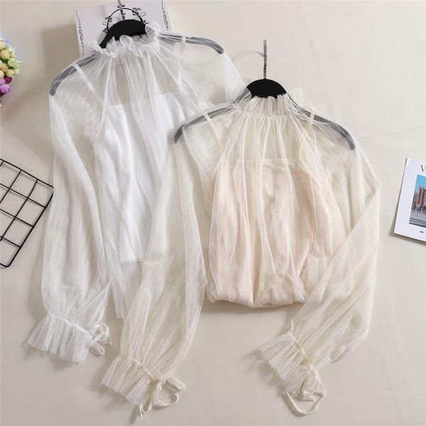 women's blouses & shirts two piece shirt +tank women tie bow mesh blouse sweet ruffles lace female long sleeve bottoming ab1438, White
women's blouses & shirts two piece shirt +tank women tie bow mesh blouse sweet ruffles lace female long sleeve bottoming ab1438, White