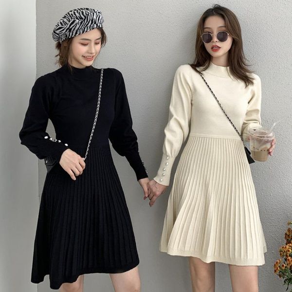 casual o-neck women sweater dress autumn winter long sleeve white black female knitted pullover half turleneck dresses, Black;gray
casual o-neck women sweater dress autumn winter long sleeve white black female knitted pullover half turleneck dresses, Black;gray