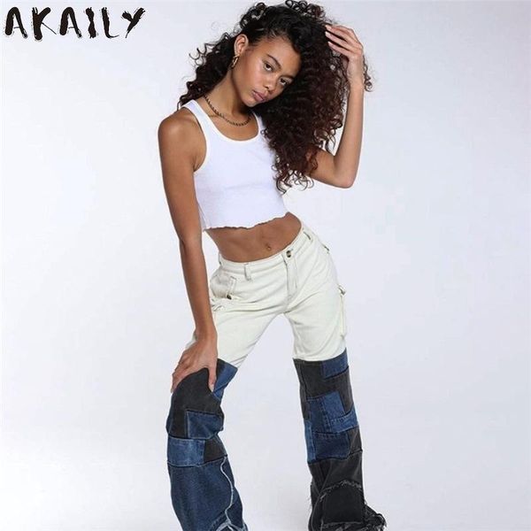 women's jeans akaily autumn plaid patchwork baggy women high waist loose denim trousers panelled straight pants female streetwear 2021, Blue
women's jeans akaily autumn plaid patchwork baggy women high waist loose denim trousers panelled straight pants female streetwear 2021, Blue