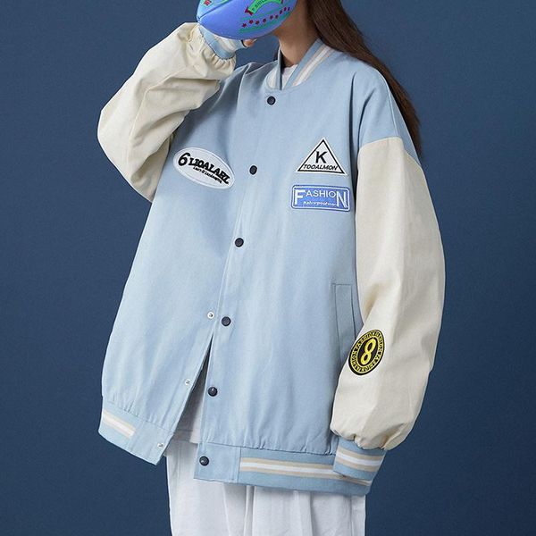 women's jackets casual letter print women stand collar drop sleeves splice baseball jacket girls korean style harajuku loose coats, Black;brown
women's jackets casual letter print women stand collar drop sleeves splice baseball jacket girls korean style harajuku loose coats, Black;brown