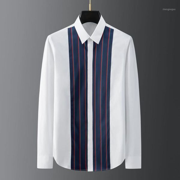 men's dress shirts european trend front stitching striped shirt youth long-sleeved business casual light luxury oem processing 2021, White;black
men's dress shirts european trend front stitching striped shirt youth long-sleeved business casual light luxury oem processing 2021, White;black