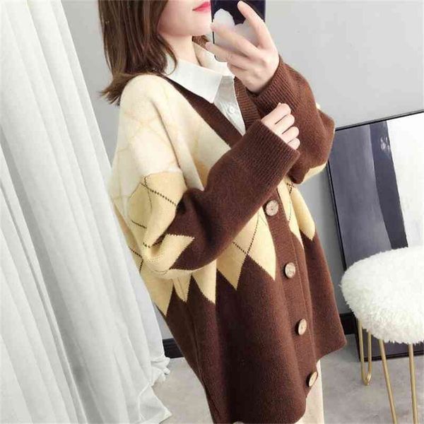 spring and autumn retro v-neck loose solid color long-sleeved wool knit cardigan sweater coat female wild 210427, White;black
spring and autumn retro v-neck loose solid color long-sleeved wool knit cardigan sweater coat female wild 210427, White;black