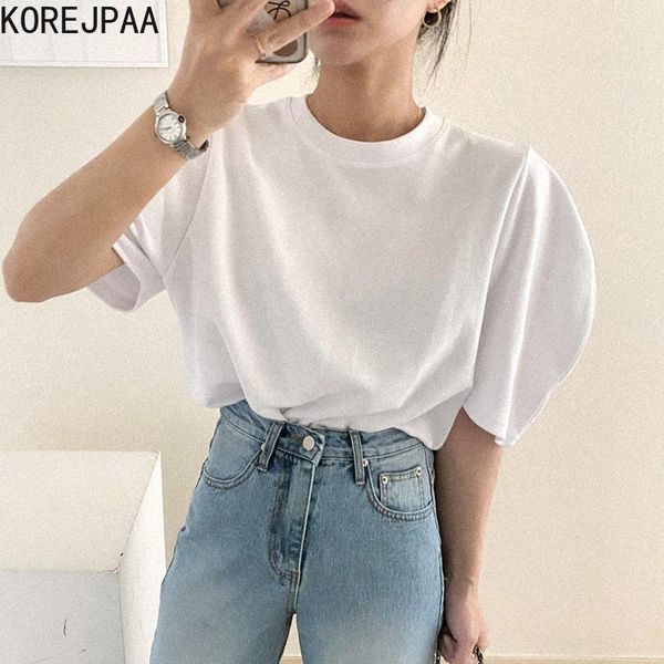 korejpaa women t-shirt 2021korea summer simple basic round neck loose & versatile casual solid color bubble sleeve white tee women's
korejpaa women t-shirt 2021korea summer simple basic round neck loose & versatile casual solid color bubble sleeve white tee women's