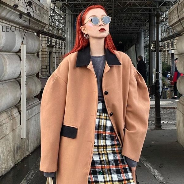 women's wool & blends retro woolen coat female long section autumn and winter 2021 wild casual loose slim slimming over the knee trench, Black
women's wool & blends retro woolen coat female long section autumn and winter 2021 wild casual loose slim slimming over the knee trench, Black