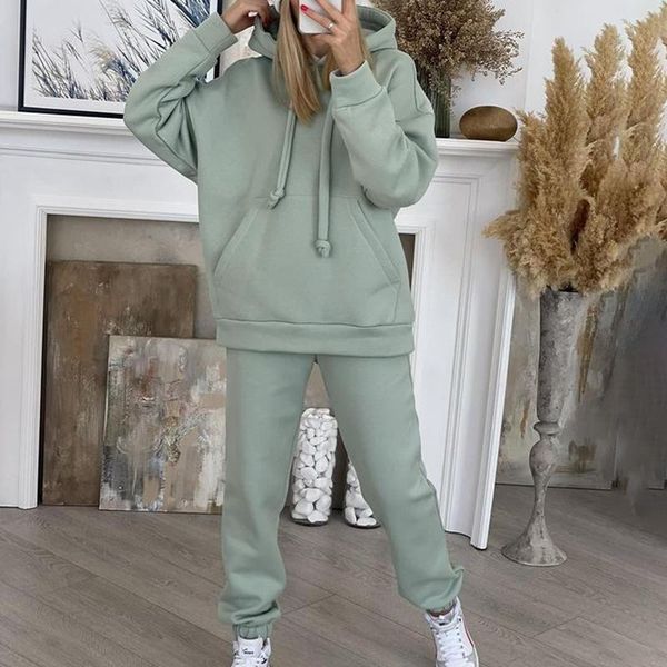 women's two piece pants floy fashion casual sport loose suits women elegant solid front pocket hoodies suit ankle banded ladies, White
women's two piece pants floy fashion casual sport loose suits women elegant solid front pocket hoodies suit ankle banded ladies, White
