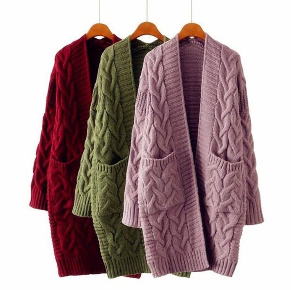 women's sweaters 2021 winter autumn sweater cardigan loose long design korean big size knitted casual clothes, White;black
women's sweaters 2021 winter autumn sweater cardigan loose long design korean big size knitted casual clothes, White;black