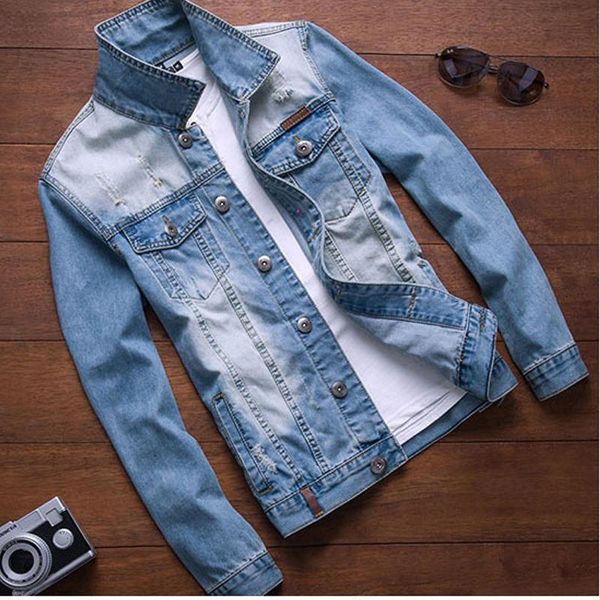 men's jackets autumn men hole denim jacket fashion casual jaqueta masculina slim scratched jeans coat long sleeve brand clothing, Black;brown
men's jackets autumn men hole denim jacket fashion casual jaqueta masculina slim scratched jeans coat long sleeve brand clothing, Black;brown