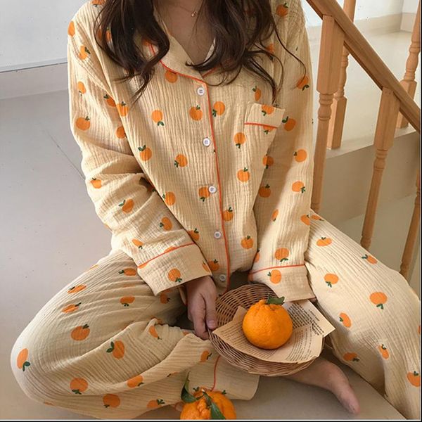sweet orange printed pajamas womens sleepwears cotton korean japanese 2pcs turn down collar casual homewear shirt pants suir s666, Black;red
sweet orange printed pajamas womens sleepwears cotton korean japanese 2pcs turn down collar casual homewear shirt pants suir s666, Black;red