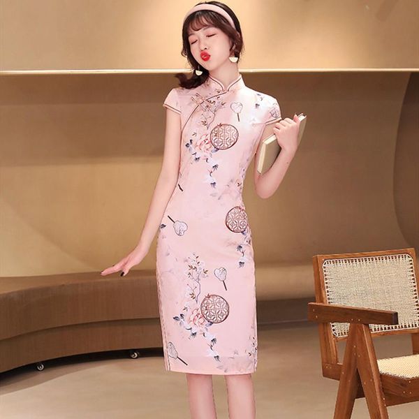 summer oriental rayon printed knee-length qipao elegant mandarin collar satin short sleeve cheongsam chinese wedding dresses ethnic clothing, Red
summer oriental rayon printed knee-length qipao elegant mandarin collar satin short sleeve cheongsam chinese wedding dresses ethnic clothing, Red