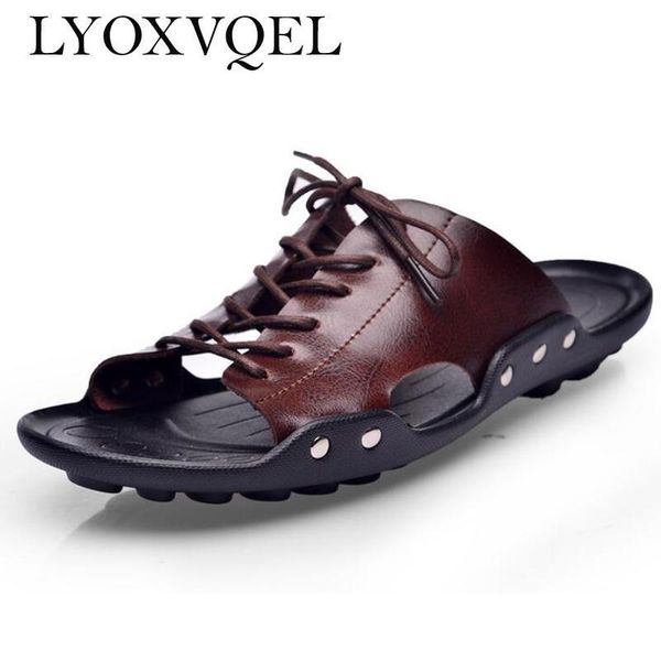 slippers men's flip flops genuine leather summer fashion beach sandals shoes black blown size 39-44 m027
slippers men's flip flops genuine leather summer fashion beach sandals shoes black blown size 39-44 m027