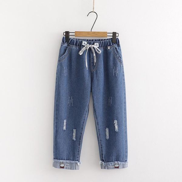 women's jeans cartoon embroidery straight for women korean harajuku bow lace up streetwear pants female spring hole denim trousers 2021, Blue
women's jeans cartoon embroidery straight for women korean harajuku bow lace up streetwear pants female spring hole denim trousers 2021, Blue