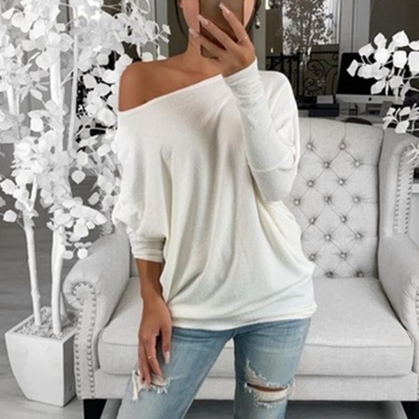women's t-shirt 2022 blouse women fashion casual solid off shoulder long sleeve tee shirt vetement femme, White
women's t-shirt 2022 blouse women fashion casual solid off shoulder long sleeve tee shirt vetement femme, White