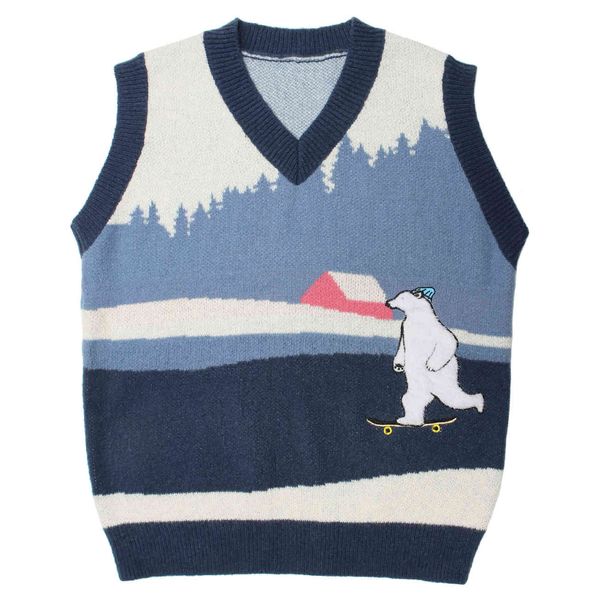 men's sweaters casual sleeveless vest of harajuku knitted or crocheted, male polar bear vest, cartoon, pullover's sweater, men, White;black
men's sweaters casual sleeveless vest of harajuku knitted or crocheted, male polar bear vest, cartoon, pullover's sweater, men, White;black