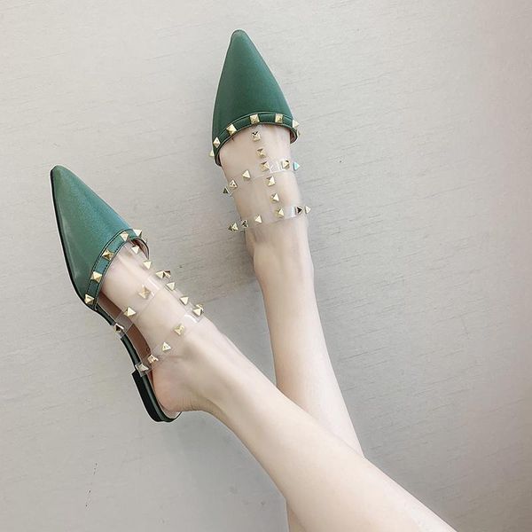 women's shoes summer / spring autumn 2021 sandals pointed lacquer leather rivet buckle thick heels and thin slippers, Black
women's shoes summer / spring autumn 2021 sandals pointed lacquer leather rivet buckle thick heels and thin slippers, Black