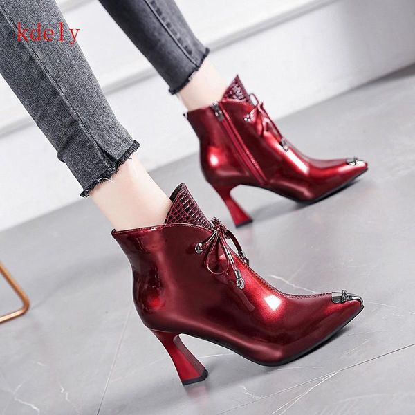 boots 2021 style lace up women ankle genuine leather poined toe high heels pumps winter wedding prom shoes woman, Black
boots 2021 style lace up women ankle genuine leather poined toe high heels pumps winter wedding prom shoes woman, Black