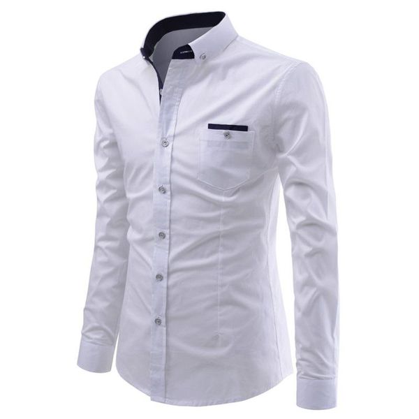 men's long-sleeved shirt large-size color lapel pocket decorative casual shirts, White;black
men's long-sleeved shirt large-size color lapel pocket decorative casual shirts, White;black