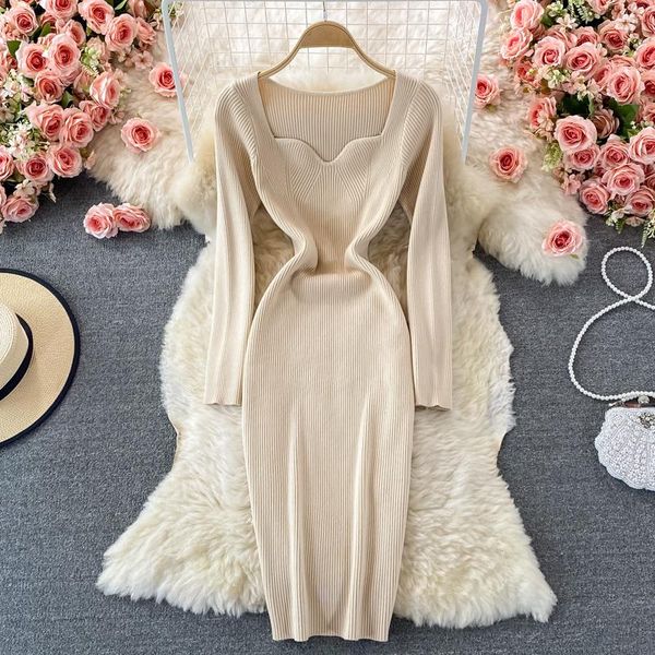 casual dresses elegant midi dress 2022 fall winter women long sleeve thick warm knitted sweetheart neck party bodycon, Black;gray
casual dresses elegant midi dress 2022 fall winter women long sleeve thick warm knitted sweetheart neck party bodycon, Black;gray