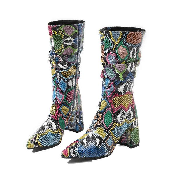 sandals colorful snake print boots women high heels thick mid-calf pointed toe zip shoes pleated autumn winter uxv6, Black
sandals colorful snake print boots women high heels thick mid-calf pointed toe zip shoes pleated autumn winter uxv6, Black