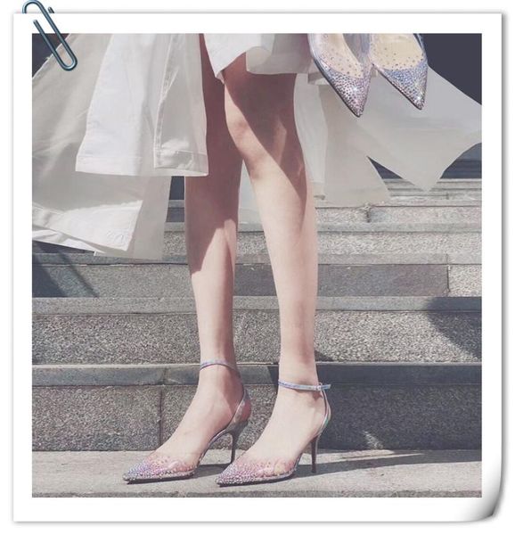 transparent pointed high-heeled shoes 2021 summer line with baotou thin heel fashion diamond sandals women's dress, Black
transparent pointed high-heeled shoes 2021 summer line with baotou thin heel fashion diamond sandals women's dress, Black